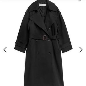 Arket S/S Linen Cotton Trenchcoat in Black size 34